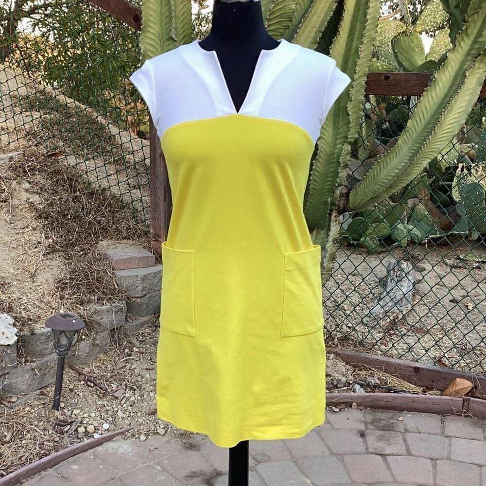 Kate Spade Yellow Cream Colorblock Mini Dress Women’s XS Ponte Knit